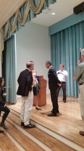 Maajid Nawaz speaking with audience members after the talk.